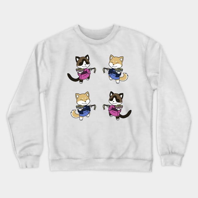 Neko and Inu Noodles Crewneck Sweatshirt by Firestorm Fox